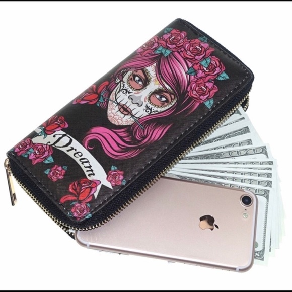 Handbags - Skull Dreamer PU Leather Wallet Clutch Bag